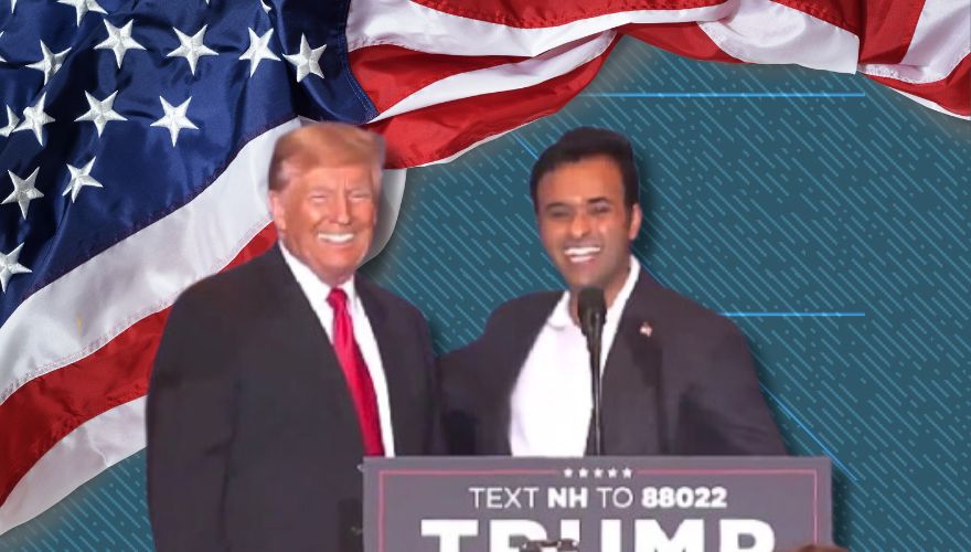 Crowd Chants 'VP! VP! VP!' as Vivek Ramaswamy Joins Donald Trump on Stage in New Hampshire (VIDEO)